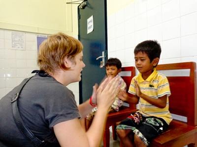Occupational Therapy Volunteers in Cambodia Volunteer playing games on the Occupational Therapy project in Cambodia