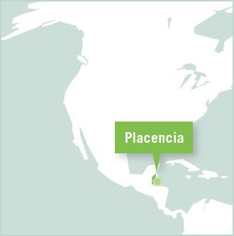 Karta över Belize Karta över Belize med Placencia utmärkt